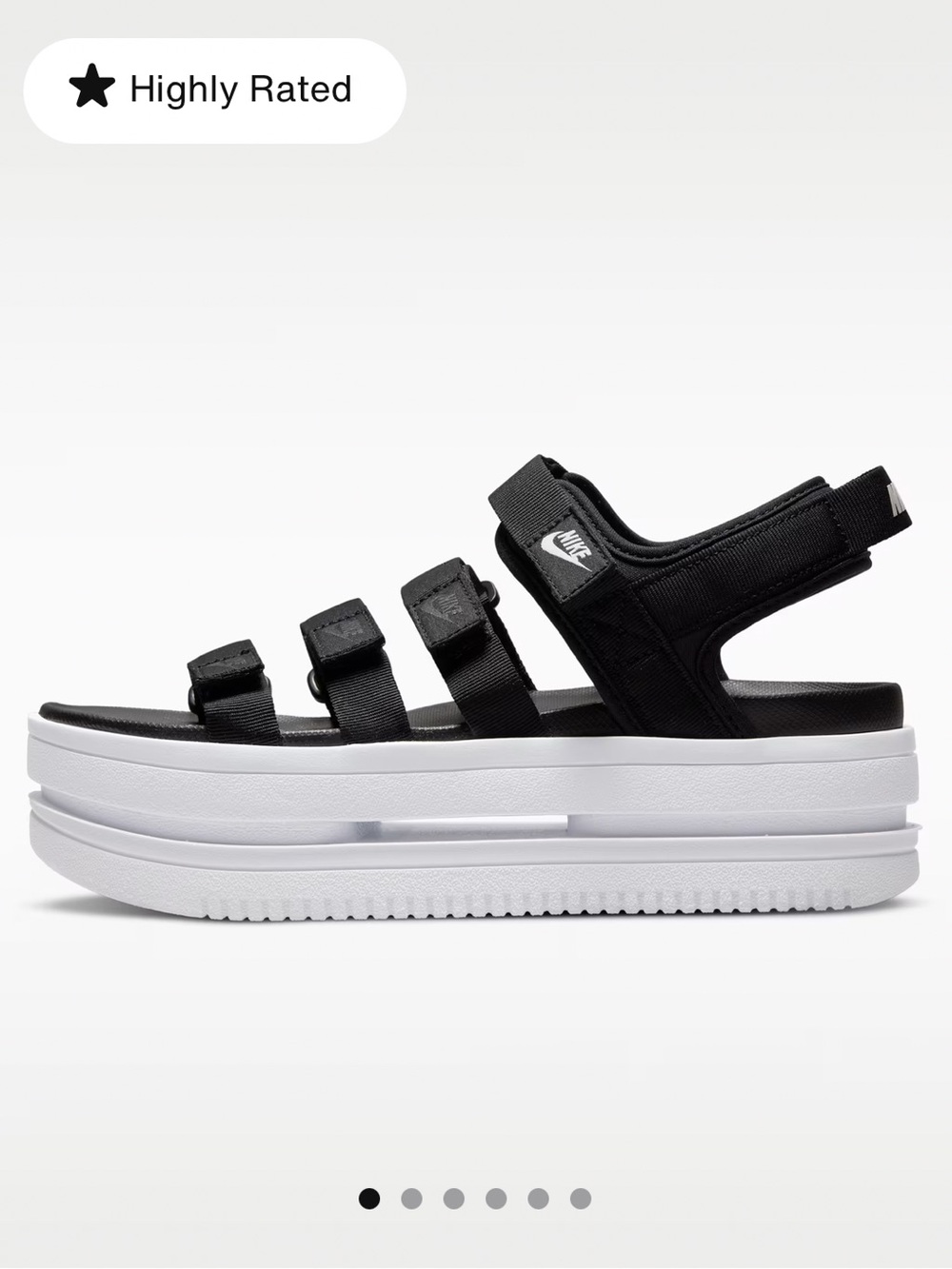 Nike Icon Classic Platform Sandals Black/White Women’s 9 DH0224-001 Like New!